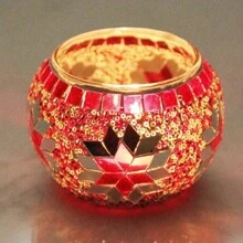 4-Piece Set Of Gorgeous Handmade Turkish Moroccan Mosaic Glass Candle Holders - Colored Unique Decorative Patterns Centerpiece, Handmade Pen Holder, Potted Flower Plate, Makeup Storage, Candle Container For Romantic Dinner, Wedding Anniversary, Birthday, Party Decor, Home Decor And Multicultural Festivals Including Christmas, New Year, Diwali And Three Kings Day