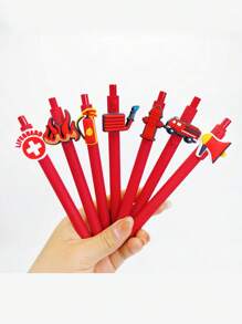 15pcs/Set Round Ball Pen With Fire Safety Promotional Design, Random Style
