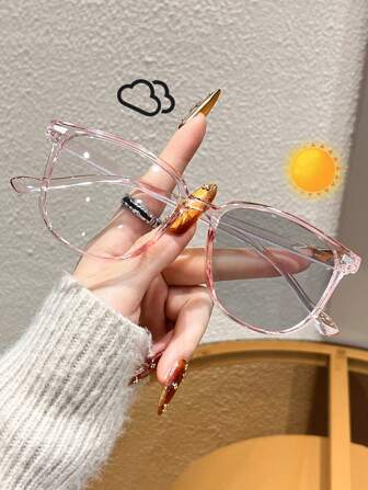 1 pieza Nuevo estilo INS Diseño popular Gafas de mujer de moda básica con lentes fotocrómicos para vacaciones en la playa tropical, para accesorios de festival musical, adecuado para todos los tipos de rostro