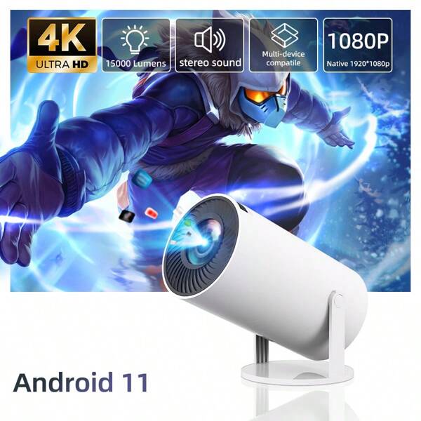 Proyector inteligente Mini WiFi 4K actualizado en 2025 de 2.4G/5G de banda dual - Proyección directa en pared de 1080P para cine en casa, dormitorio y sala de estar, espejeo de pantalla de smartphone, corrección de keystone de 180 grados, proyector de cine portátil para acampada y uso en interiores