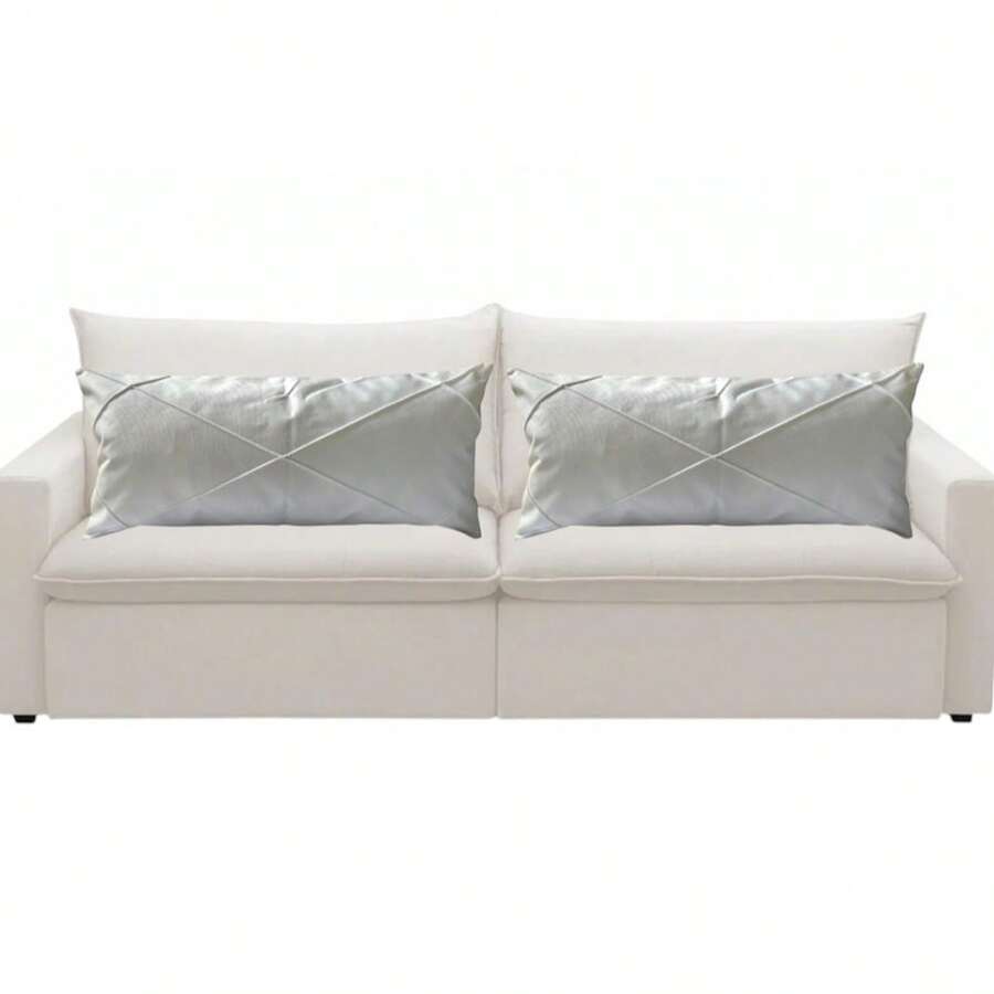 Kit 2 Large Draped Rectangular Baguette Cushions, Full 70cm X 30cm - 白色 - 查看 1
