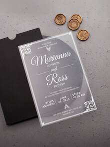 Invitación de boda de acrílico, invitaciones de fiesta, invitaciones personalizadas, invitación de acrílico, elegante invitación de boda de acrílico con RSVP, invitación de boda transparente - Multicolor - Ver 17