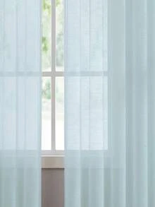 1pc Versatile White Sheer Curtain, Lightweight, Delicate Texture, Breathable, Semi-Transparent, Fresh Style For Balcony & Bedroom - Mint Blue - View 2