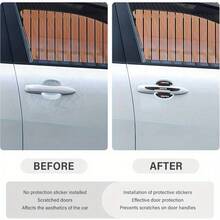 Car Decoration Must! 4 Door Protectors +4 Door Handle Protectors, Universal Anti-Scratch Design, Suitable For A Variety Of ModelsEmphasize Function And Use - Black and White - View 3