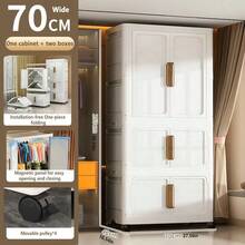 5/4/3/2/1 Layer Storage Cabinet Shelf, Household Wardrobe For Baby Clothes, Toys, Snacks, Easy Assembly, Foldable - White Brown - View 21