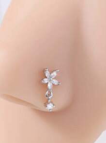 AVYRING 2 Peças 20g Brinco de Nariz Pendente em Formato de L Pendente para Mulheres, Brinco de Nariz de Aço Inoxidável com Flor de Zircônia Cúbica, Argola de Nariz Pendente, Joia de Piercing de Nariz