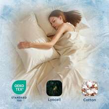 Bedsure Cotton Sheet Set, Cooling Sheets For Hot Sleepers, Lyocell Cotton King Size Sheets, Temperature Regulating, GentleSoft™ & Breathable, Deep Pocket, 4 Pieces, Ivory - 12 - Gray - View 3