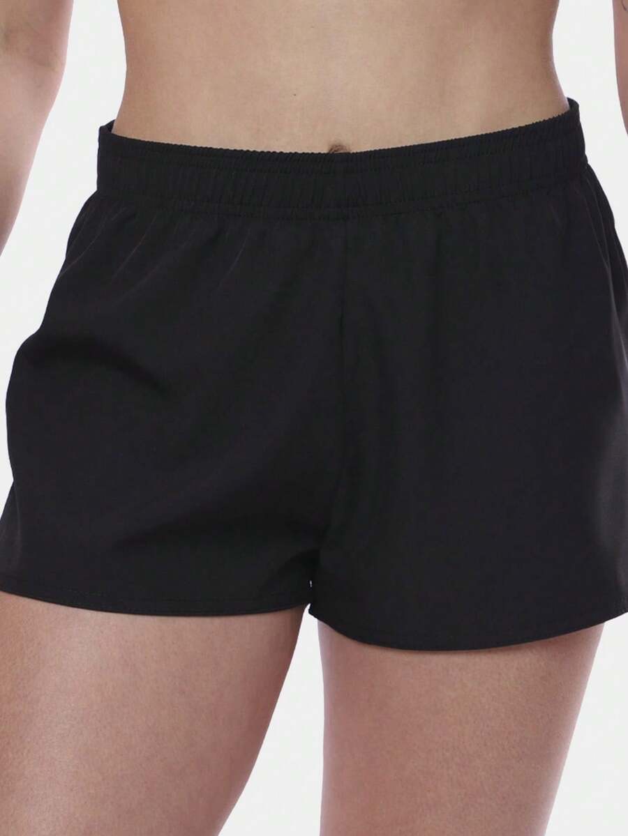 Women's Short Sports Shorts Workout Gym Fitness Walking Running Shorts - 黑色 - 查看 1