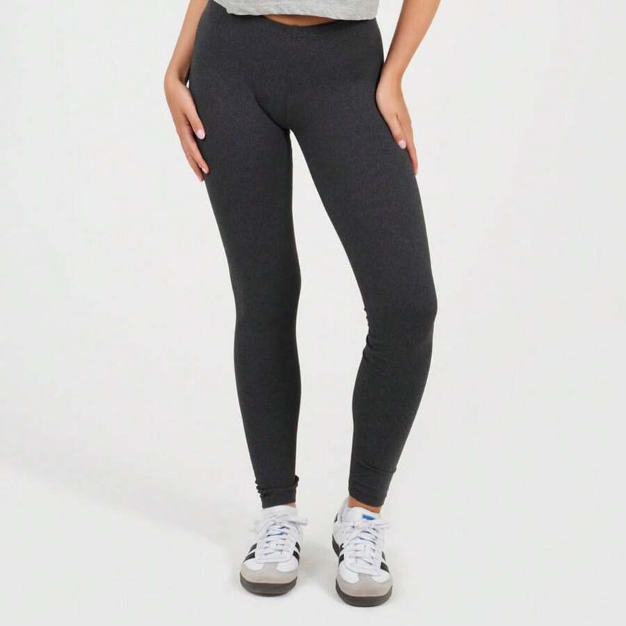 brave soul Solid Colour Leggings - Charcoal Marl - View 1
