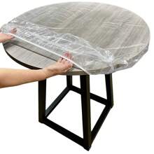 1pc Clear Transparent TPU Round Table Cover, Elastic Edge Easy Installation Round Protective Cover, Waterproof And Oil-Proof, Easy To Clean And Wipe, Suitable For Round Tables In Various Occasions Such As Restaurants, Coffee Tables, Bar Tables, Hotels And Outdoor Picnics, Suitable For All Seasons