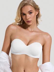 Wingslove Women's 1/2 Cup Seamless Wirefree Bra Backless Strapless Bras Multiway Contour Lift Up Soft & Comfortable For Daily Wear