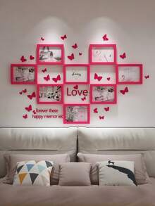 8pcs Creative Gallery Wall Photo Frame Set, 5"/6"/7"/8"/10" Photo Collage Display For Living Room And Bedroom, Includes Landscape Photos & Butterfly Stickers - Multicolor - View 9