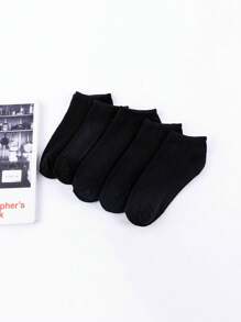 20 Pairs Unisex Basic Black Ankle Socks, Minimalist, Comfortable, Breathable For Daily Wear, Home, Travel