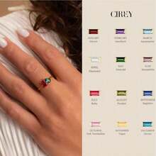 CIREY 1 pieza Anillo con piedra natal de diciembre chapado en oro de 18K, estilo de lujo casual, adecuado como regalo - Oro de 18 quilates con doble diamante - Ver 10
