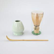 Zestaw Matcha 3 w 1 Łyżeczka bambusowa Łyżeczka Ceramiczna miska Zestawy do herbaty przejściowej Narzędzia do parzenia herbaty Akcesoria Prezenty urodzinowe Powrót do szkoły