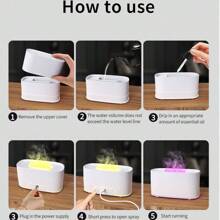 1 pieza Mini Difusor de aromas ultrasónico de 160ml con iluminación de 7 colores degradado tipo llama, con textura de craquelado, humidificador de aromaterapia visible para el hogar, oficina, escritorio, dormitorio, coche, se pueden agregar aceites esenciales
