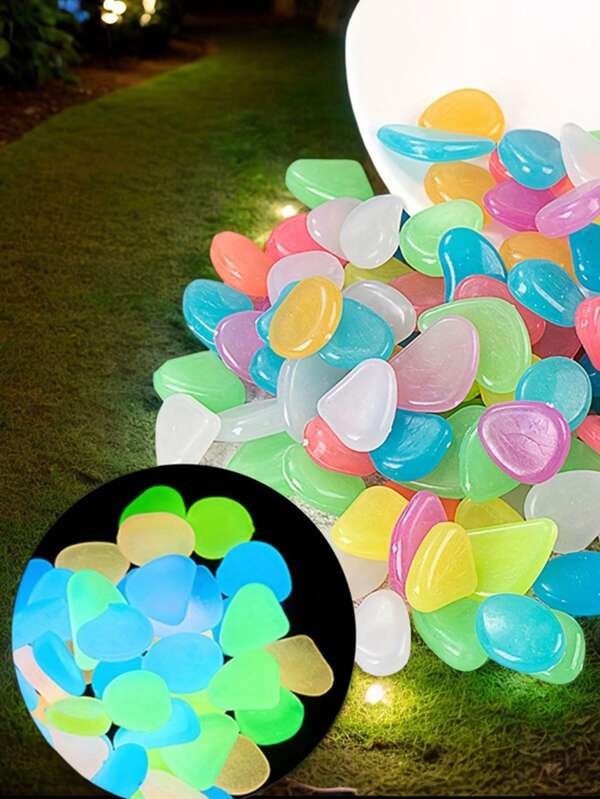 10 Pcs/Bag Outdoor Glow-In-The-Dark Stones, Magical Resin Luminous Pebbles For Creating Enchanting Garden & Landscape Decoration