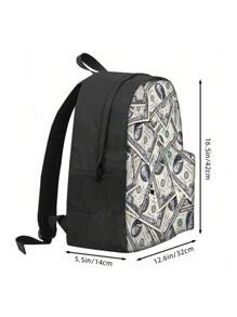 Dollar Pattern Printed Backpack Three Pieces Set (Front Bag Backpack + Lunch Bag + Pencil Bag) Pencil Case