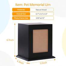 Dog Urns For Ashes, Wood Pet Urn With Photo Frame, Dogs Ashes, Pets Ashes Box Cremation For Cat Dog, Memorial Box For Dogs, Animal Wood Urn - Black - View 3