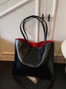 1 حقيبة كتف للنساء، حقيبة مركبة مع جيب داخلي، مناسبة للسيدات وسيدات الأعمال والموظفات، للعمل والانتقال واليوم الدراسي والإجازات، مصنوعة من نسيج بملمس، لون أحادي بسيط، سعة تخزين كبيرة، مصنوعة من مادة البولي يوريثان مناسبة للتسوق مع الأصدقاء والتنزه