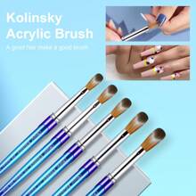 Pensulă de unghii Kolinsky 100% pentru manichiură, pensulă de gel pentru arta unghiilor, pensulă de pulbere lichidă acrilică, pensulă de sculptură cu gel, pensulă de desen, stilou