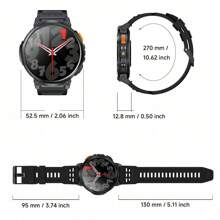2025 Upgrade Sporty Smartwatch With 730mAh Extra-Long Battery Life, 1.85 Inch AMOLED Round Screen Smartwatch With Flashlight, Support Wireless Calling/Alarm Clock/ Weather Forecast/Music Control, Fitness Tracker With Over 100 Sport Modes, Men's Smart Watch, Compatible With IOS/Android, Gift