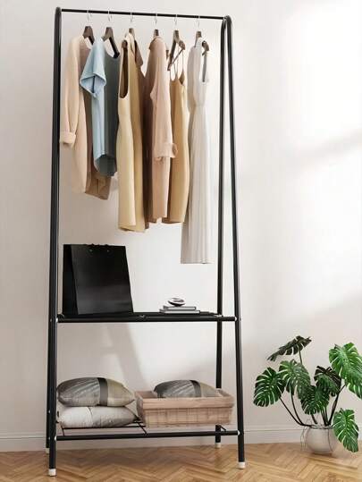 1 pezzo Appendiabiti e portascarpe triangolare multifunzionale in ferro, organizer portatile per armadio, larghezza di circa 24 pollici, adatto per soggiorno, ingresso, camera da letto, studio, ufficio, regalo per le vacanze, regalo di Natale