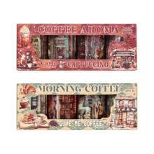 4 Stücke retro Stadtansicht europäisches Kaffee Design (PET Material) Ausschneidedekoration Ruhige Zeit Serie Sammelalbum DIY kreative Werkzeuge Rückkehr zur Schule