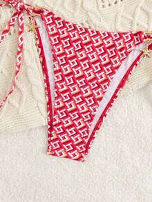 Bikini z nadrukiem rozgwiazdy, geometryczny wzór, ściągane sznurkiem, wiązane z tyłu, urocze stroje plażowe na wiosnę i lato