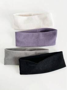 4pcs/1pc Plain Sport Headbands, Versatile Casual Sport Fashion Yoga Headband, Wide Edge Headpiece For Outdoor, Popular