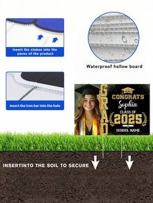 1pc 2025 Customized Graduation Lawn Sign, Personalized Customize Photos And Text, Suitable For High School And College Graduation Ceremony Decoration, Supports Adding Names And School Information, Essential For Courtyard Lawn Decoration - Multicolor - View 7