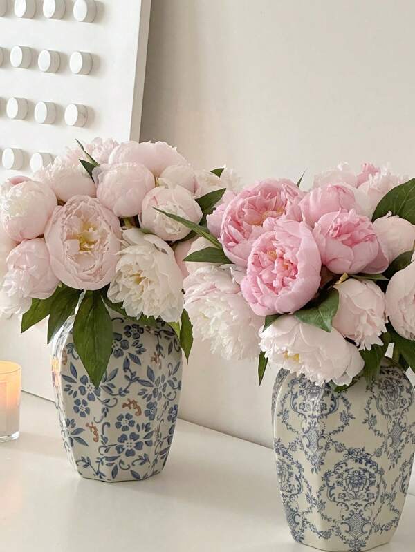 1 pieza Jarrón de porcelana azul y blanco, jarrón de flores hidropónico de cerámica, decoración de mesa estética, decoración del hogar de estilo chino, arreglo floral para sala de estar, centro de mesa para comedor, utilería para fotografía