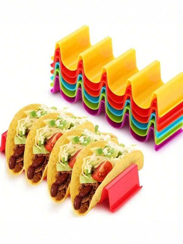 1 pièce Support à tacos de maïs - Design vague, chacun peut contenir 4 morceaux de tortilla de maïs, support à tacos coloré, compatible lave-vaisselle, support économe en espace pour coquilles de tortilla, convient pour les fêtes et l'utilisation domestique
