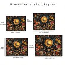 1 pezzo Arazzo da parete in stile bohémien e vibranti colori naturali con decorazioni floreali, sole e luna, realizzato in poliestere, per decorazione estetica della casa, camera da letto, soggiorno, regalo unico per amici e famiglia
