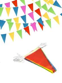 100 piezas / 50 m Banderas de Triángulo de Cuerda de Arco Iris, Decoración de Fiesta Vibrante, Banderín Elegante para Boda, Banderín Vintage Retro, Banderines de Triángulo de Lona - Fácil de Instalar, Reutilizable, Decoraciones Impermeables para Boda al Aire Libre, Cumpleaños, Fiesta de Navidad