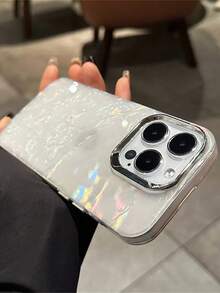 1pc White Plating Seashell Pattern Radiant Soft Case Compatible With IPhone 16 15 11 14 12 13 Pro Max Camera Protection Shockproof Cover Waterproof Anti-Fall Scratch Resistant - White - View 2
