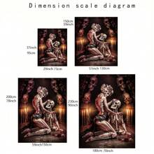 1 pezzo Arazzi decorativi in poliestere, stile gotico romantico, con coppia di scheletri e decorazioni floreali con candele, appesi al muro, per decorazione della casa, del soggiorno, della camera da letto, stile bohémien, estetico, regalo unico, decorazione di fantasia dark