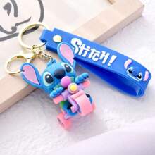 Disney Disney New Streetwear Stitch Key Chain, Cartoon Stitch Plush Pendant Bag Charm Keychain, School Supplies,Back To School