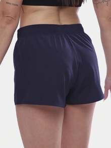 Women's Short Sports Shorts Workout Gym Fitness Walking Running Shorts - Navy Blue - View 2