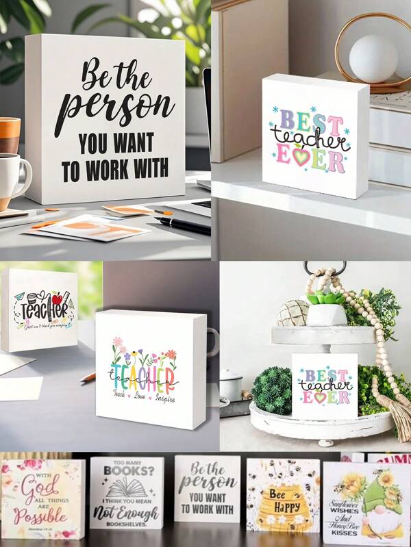 1pc "Become The Person You Want To Work With" Inspirational Desktop Decor, Gift For Friends, Family And Coworkers. Teacher Gift, Perfect For Bedroom, Living Room, And Study Desk Decoration. Suitable For Back To School Supplies, Home Decor, Office Decor, 2025 Graduation Decor, Etc.