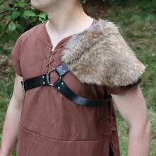 1pc Medieval Viking Armor Leather Belt With Fur Shoulder Pads, Carnival Halloween Costume Accessories - ZSJ-089 - View 4
