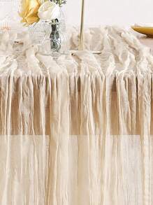 1pc/2pcs Red & Pink & Green Pleated Table Runner, Transparent Rustic Cheesecloth Tablecloth, Folding Table Flag Tablecloth, Romantic Table Cover, Party Favor, Birthday Gifts For Birthday Decor, Valentine's Day Decor, Wedding Decor, Holiday Babe Shower Decor Home Decor Party Decor Room Decor Table Decoration Kitchen Decor, Table Cloth, Romantic Party Tablewear