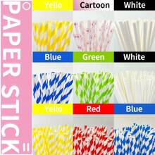 100 pièces/50 pièces Bâtonnets en papier de coton à rayures blanches/multicolores jetables, outils/accessoires pour la fabrication de barbe à papa, convient pour les festivals, les événements, les carnavals, la fabrication de bonbons