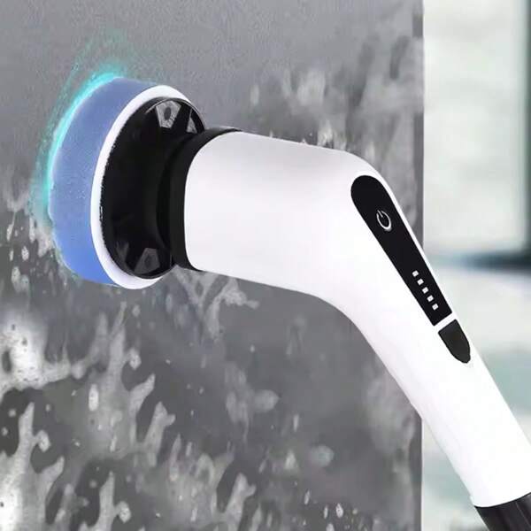 2025 Electric Spin Scrubber Cordless Bathroom Tub Scrubber With Long Handle & 7 Replaceable Cleaning Heads Extension