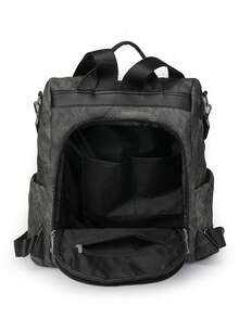 New Casual Versatile Backpack, Solid Color Simple Lightweight & Fashionable Women Outdoor Commute Travel Bag - Multicolor - View 6