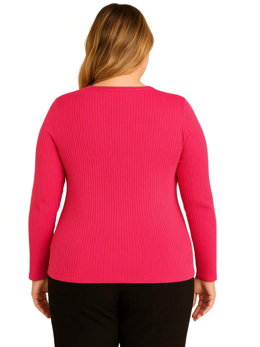 Plus Size Women's Princess Long Sleeve Blouse - Pink - View 1