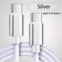重型快速充电 USB C 型数据手机充电器线 2 米 3 米 1 米/安卓 - 銀色 - 查看 6