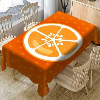 1pc Orange Slice Printed Table Cloth, Suitable For Home, Restaurant, Kitchen Table, Daily Home & Kitchen Table Cover
