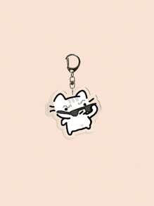 1 pièce Porte-clés mignon en acrylique avec chat de dessin animé, chat rose girly, chaton naïf, chaton à fleurs, chaton fraise, chaton lunettes de soleil, chaton câlinant la courtepointe, chaton comptant de l'argent, porte-clés thème animal, charme de sac cadeau pour amis et couples, accessoires de voiture, sac à dos pour l'école