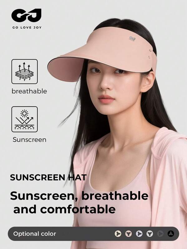 GOLOVEJOY 1 pezzo Cappello da sole estivo rosa da donna, cappello da tennis da donna ampia tesa, protezione solare, colore unito, versatile, traspirante, pieghevole, portatile con ampia parte superiore